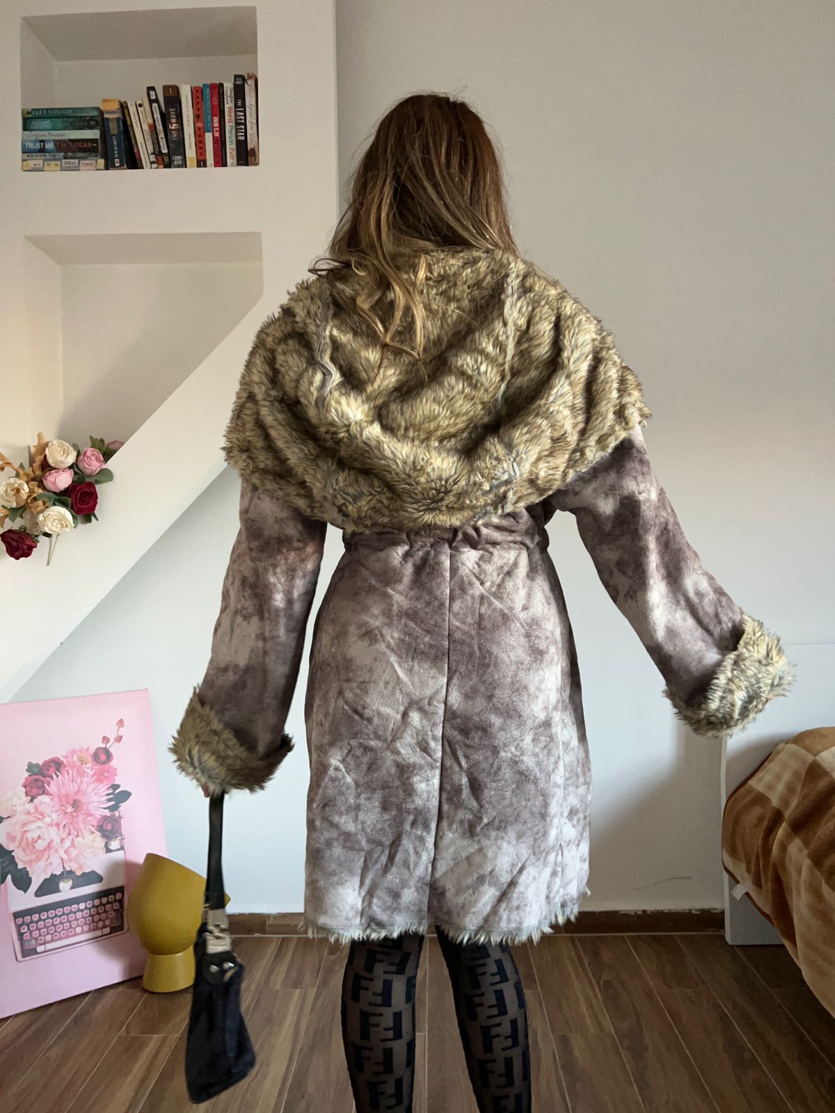 Suede fur coat