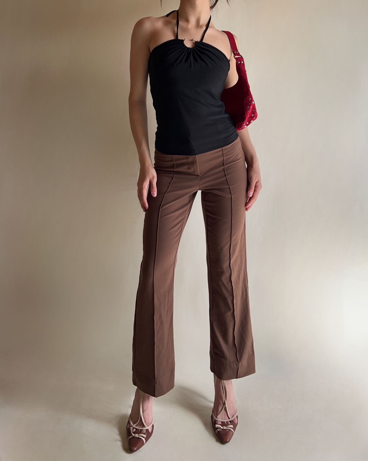 Brown high waisted trousers