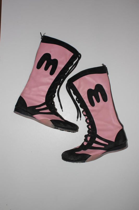 Pink boxing tie up shoes