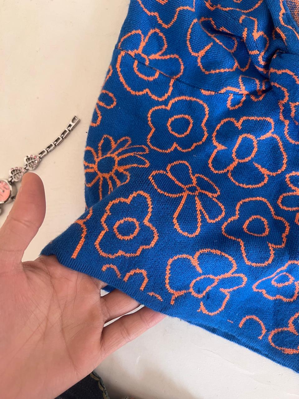 Floral blue cropped tube top