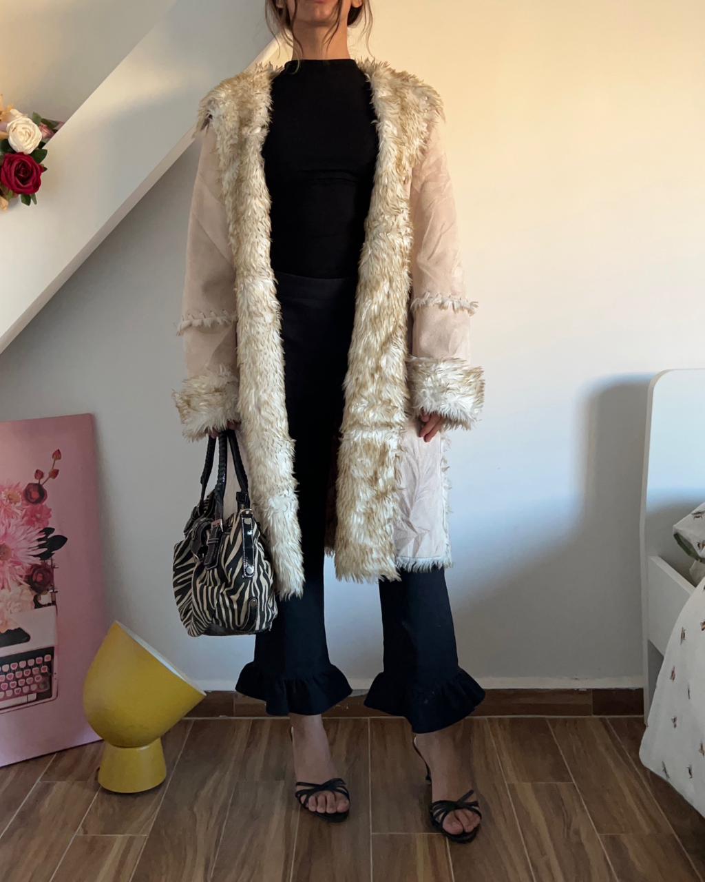 white afghan vintage suede fur coat