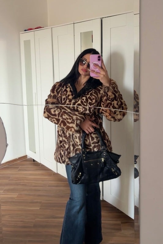 Real mini button up fur coat