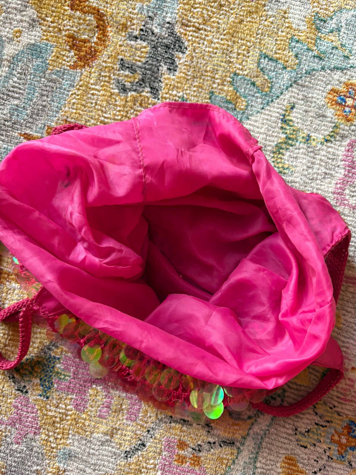 Sequin crochet tote bag