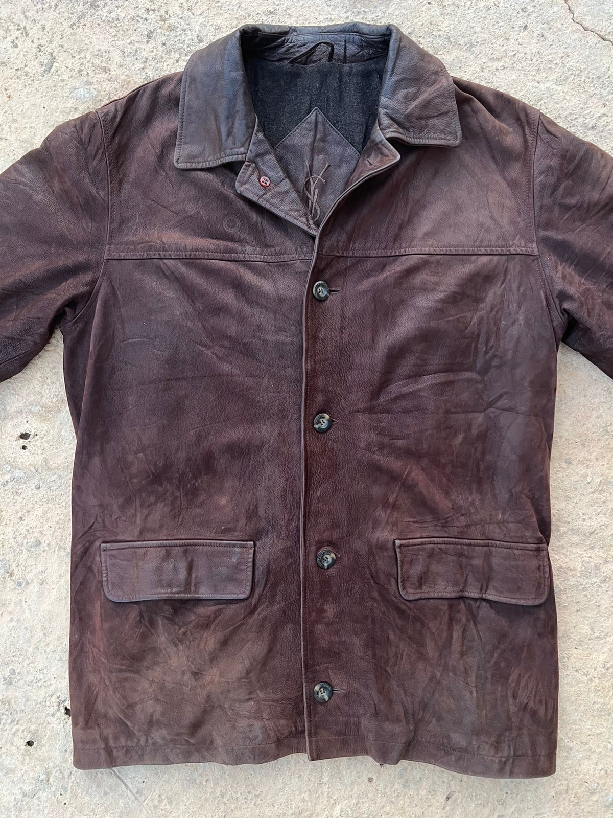 Ysl 90s brown leather coat