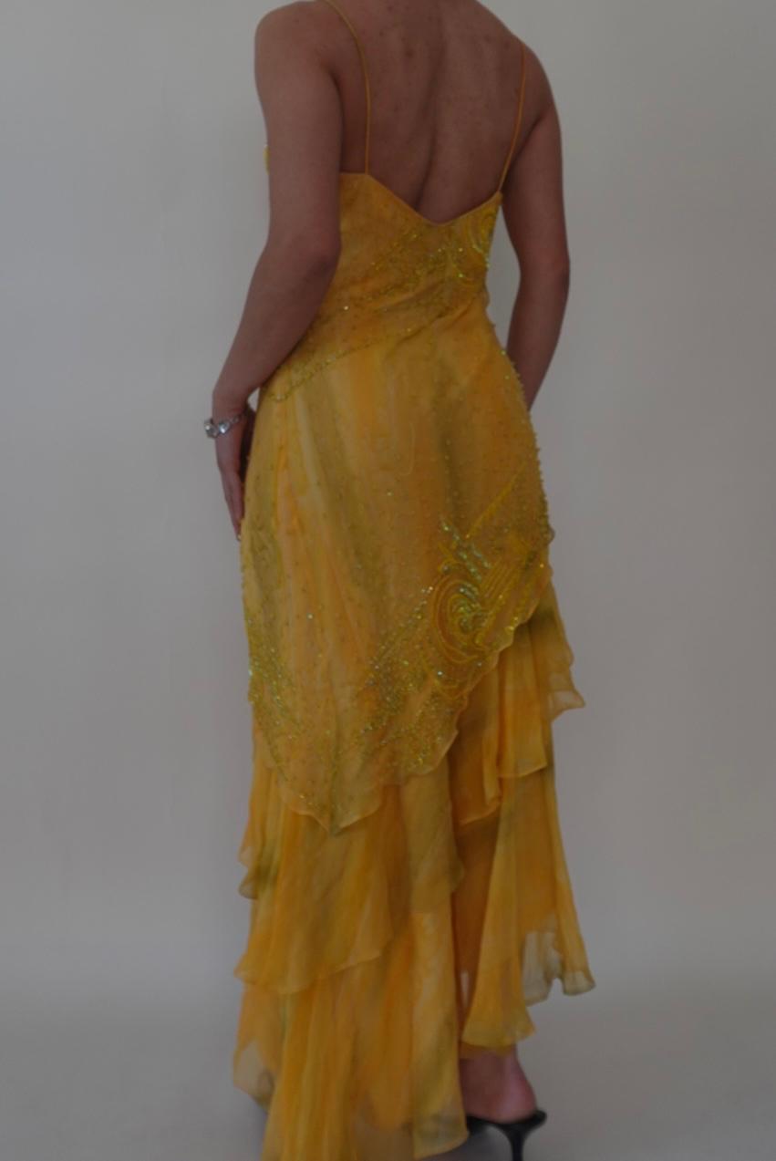Vintage 2000s beaded ruffled dress