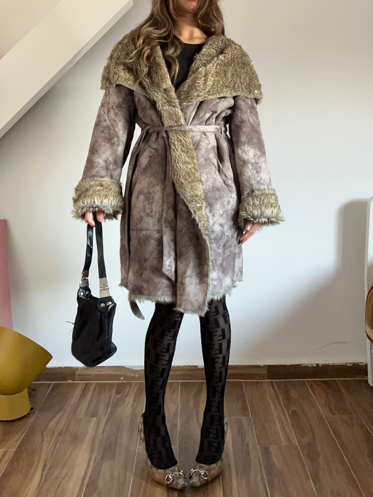 Suede fur coat