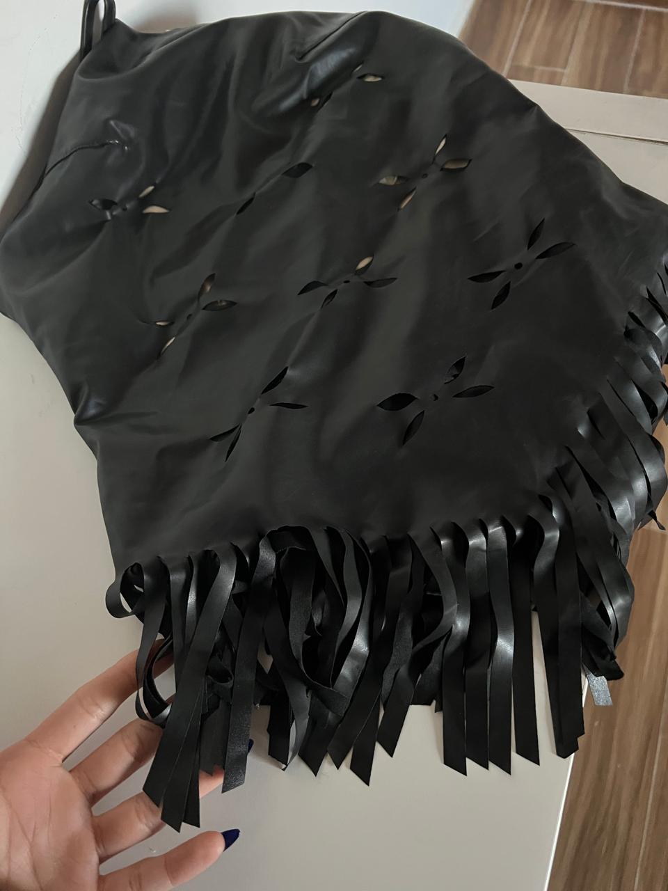 Vintage leather fringed top