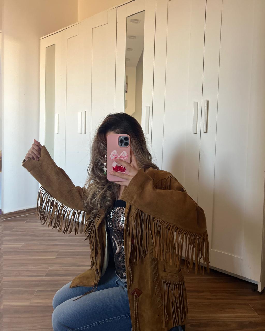 Vintage western genuine suede fringed jacket