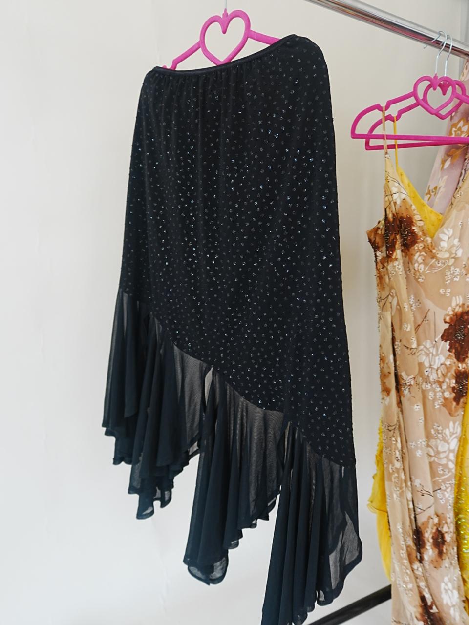 Vintage glittery unsymmetric midi skirt