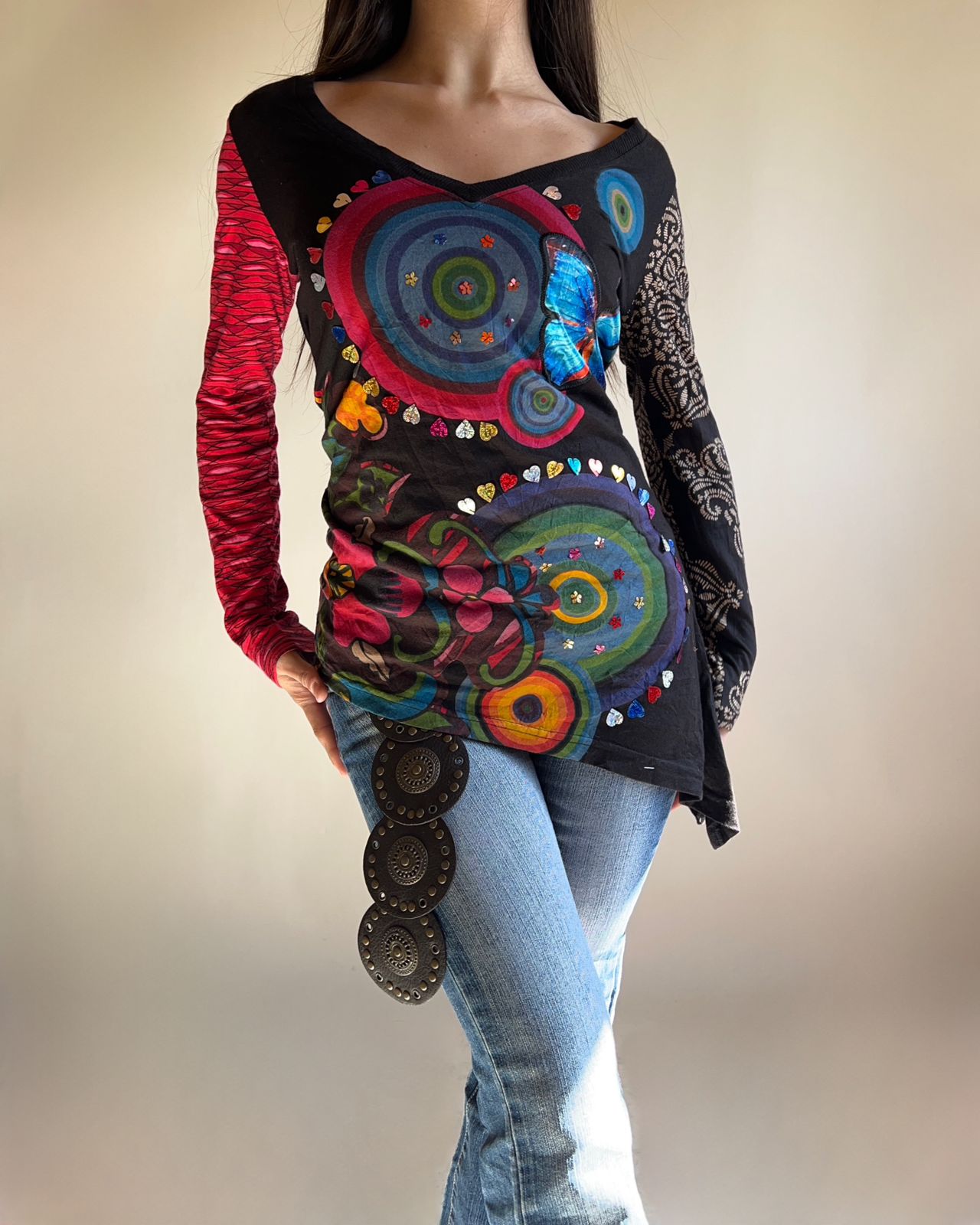 Desigual unsymmetrical long sleeves top