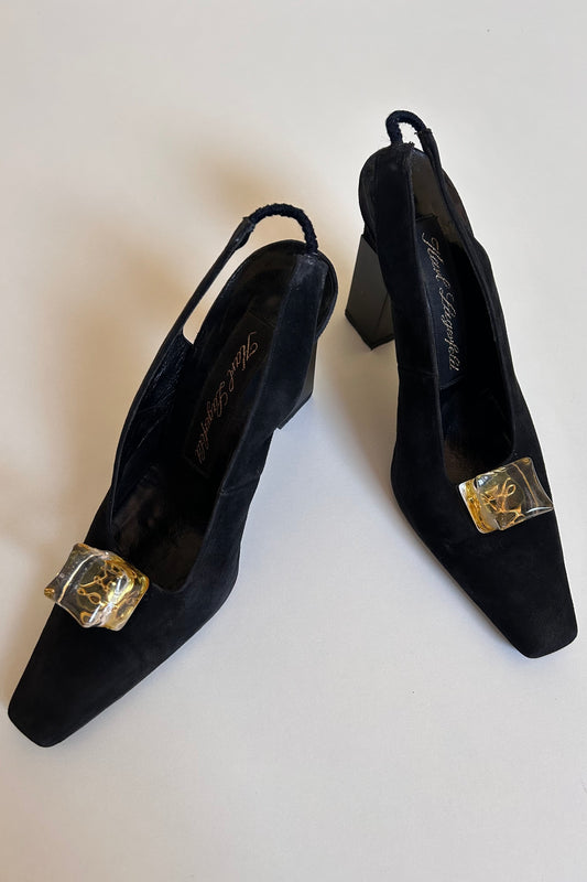 Karl Lagerfeld suede black heels