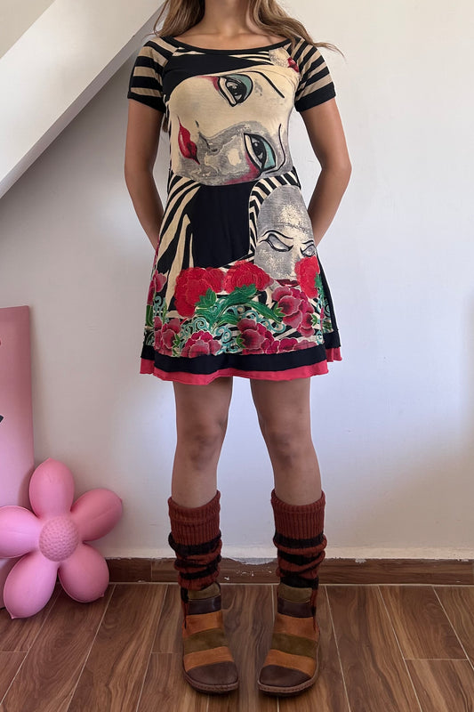 Desigual graphic face dress
