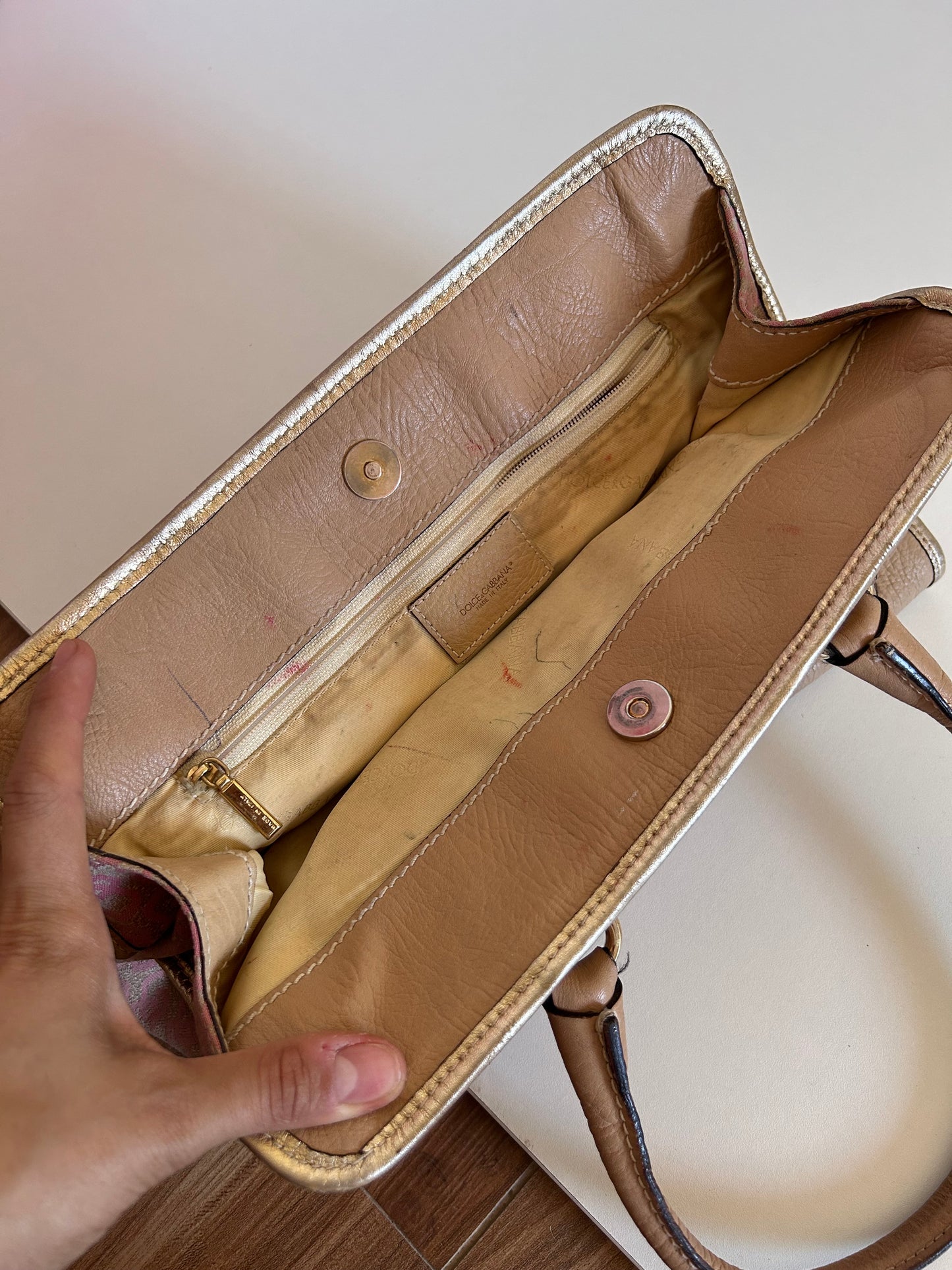 Dolce & Gabbana pink and gold bag