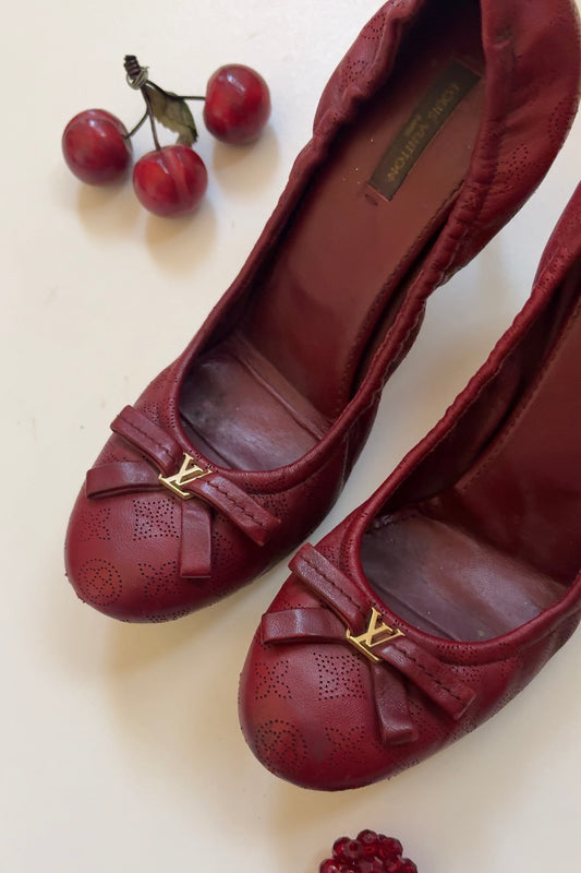 Louis Vuitton red leather heels