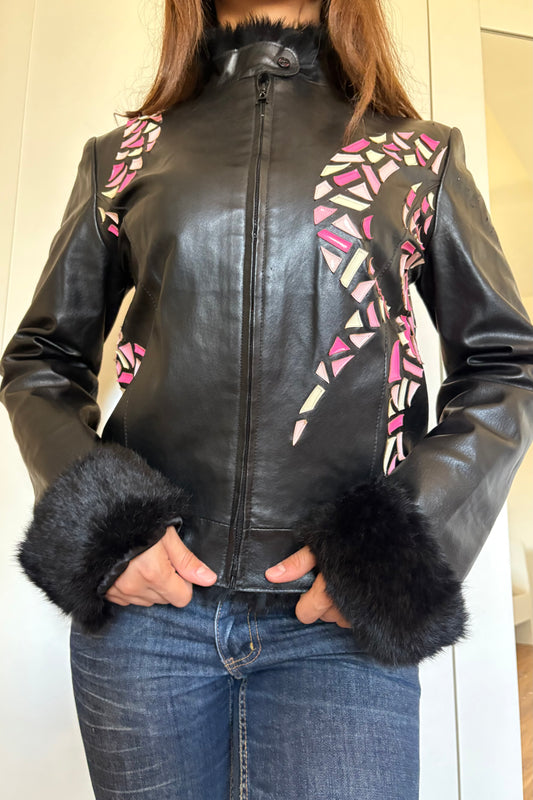 Real leather fur jacket