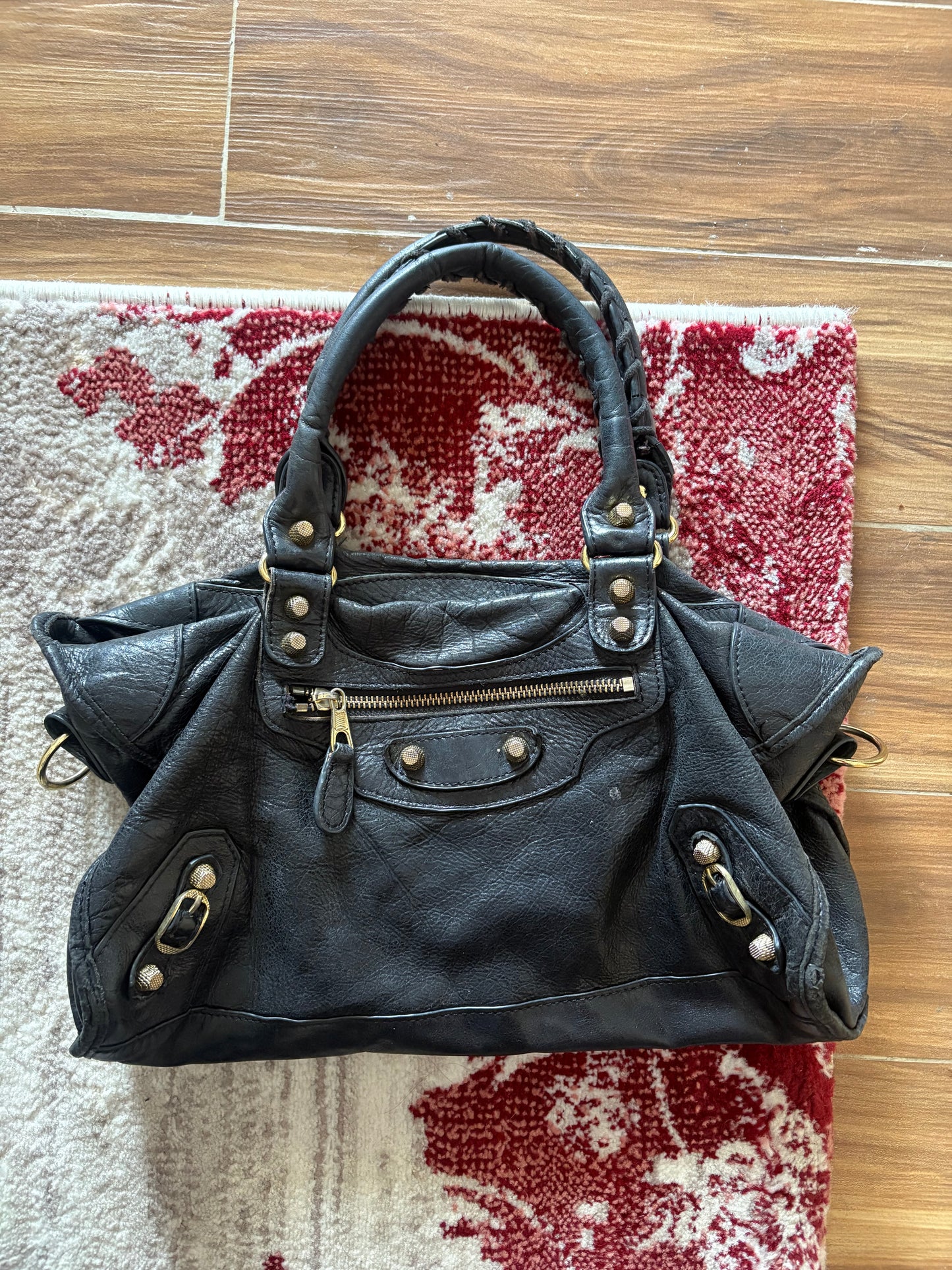 Balenciaga city black leather bag