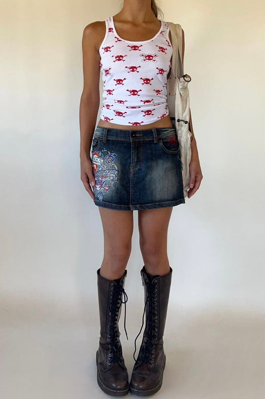 Ed Hardy y2k mini denim graphic skirt