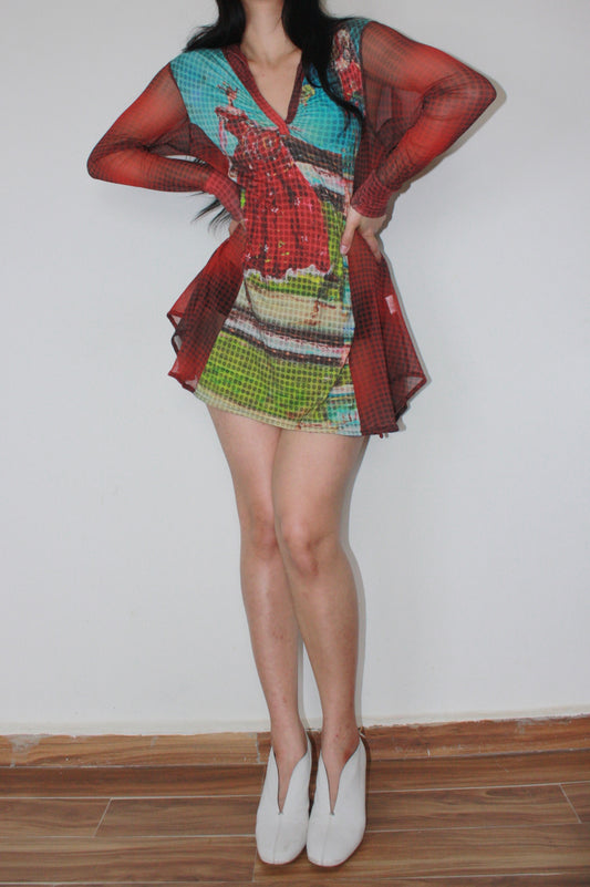 Aventures Des Toiles graphic mesh on the sides dress/top