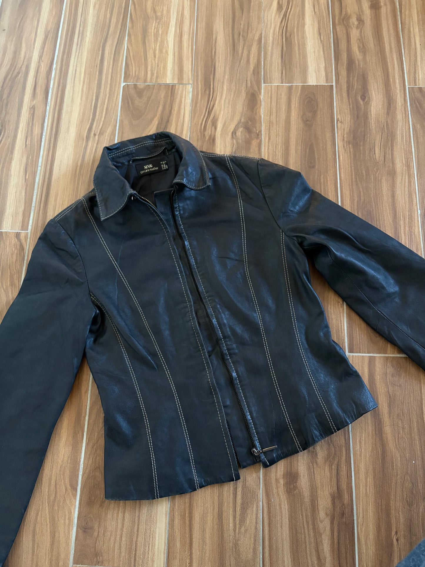Genuine Leather Mango fitted jacket
