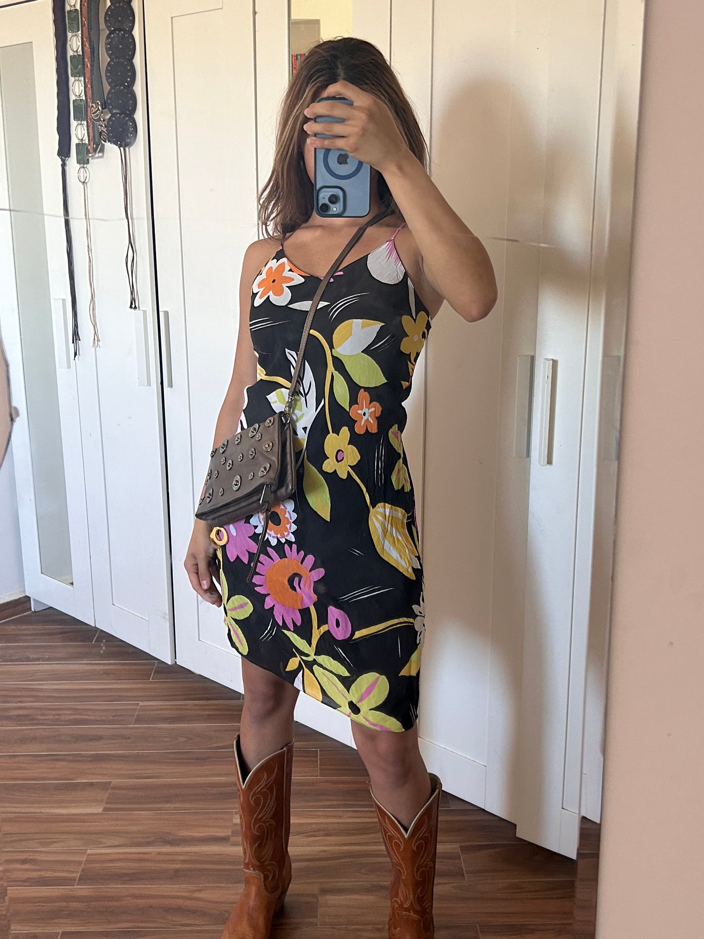 2000s floral mid dress