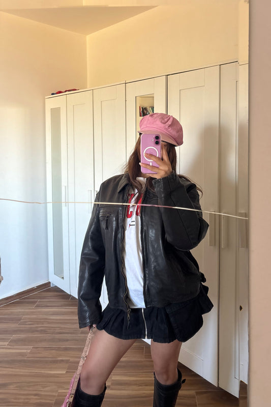 Eddy's leather and denim jacket