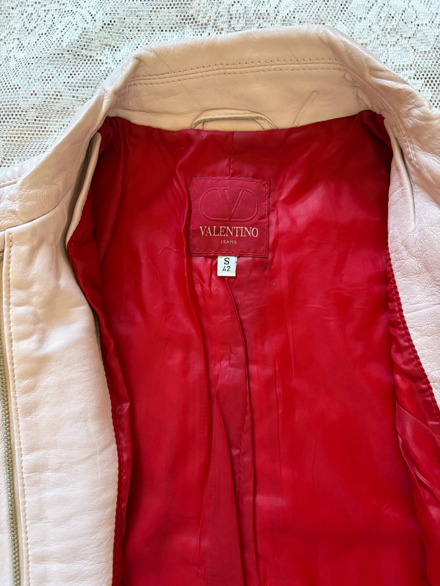 Valentino baby pink leather jacket