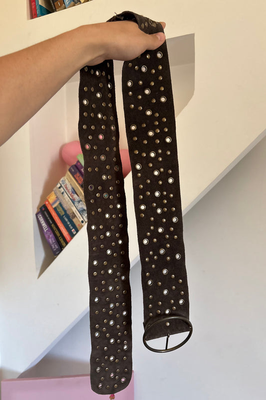 Studded suede belt