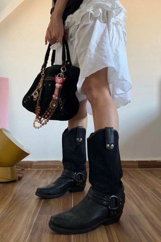 Cowboy leather suede boots