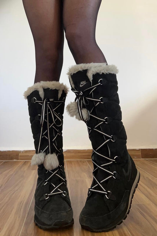 Nike fur lace up boots