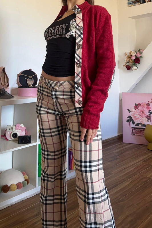 Burberry dark red vintage cardigan