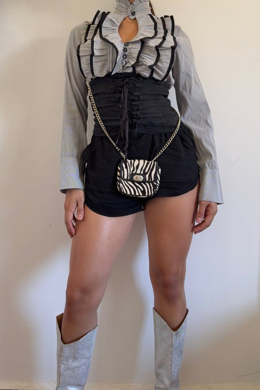 button up ruffled corset like blouse