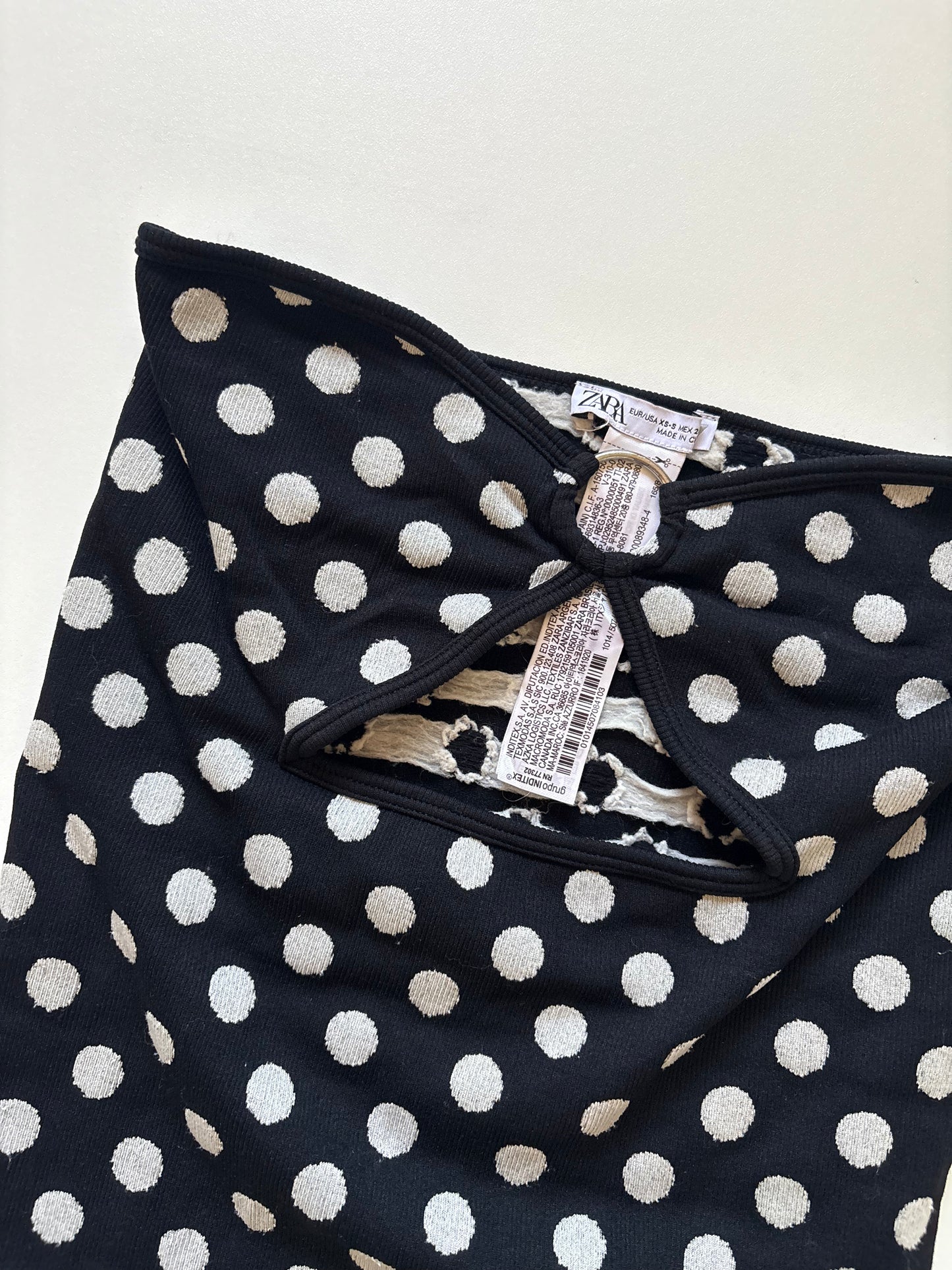 Polka dot strapless bodysuit top