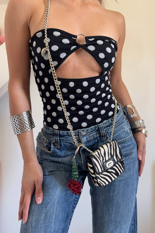 Polka dot strapless bodysuit top