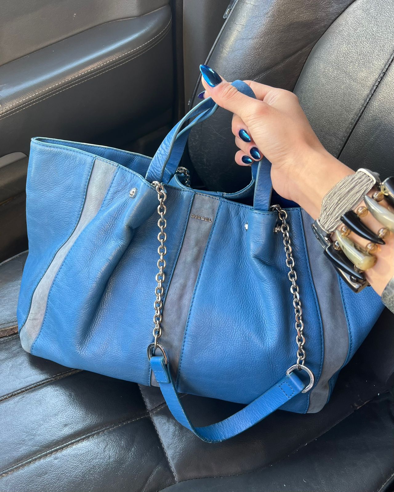 Diesel leather blue big bag