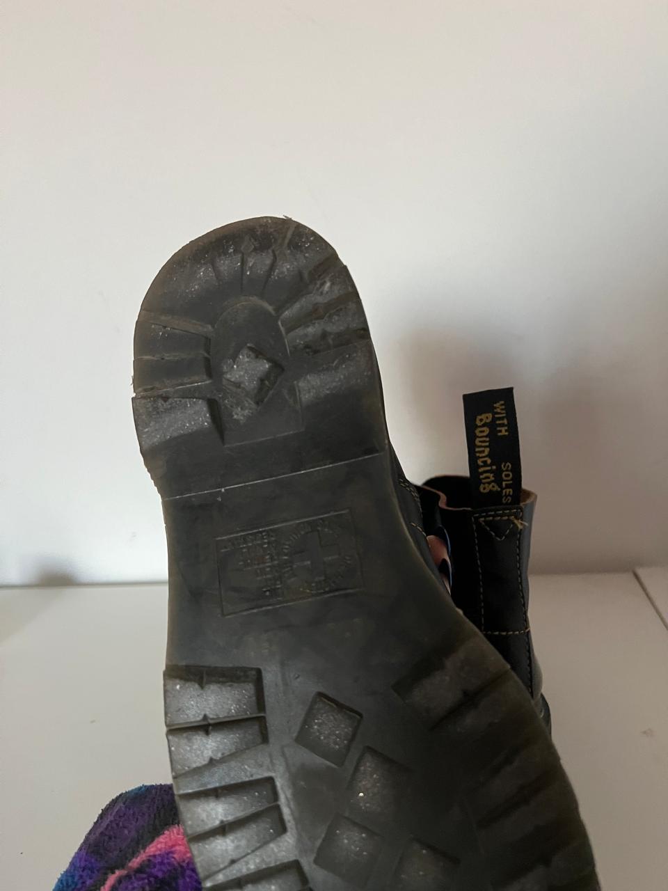 Dr Martens black leather platform shoes