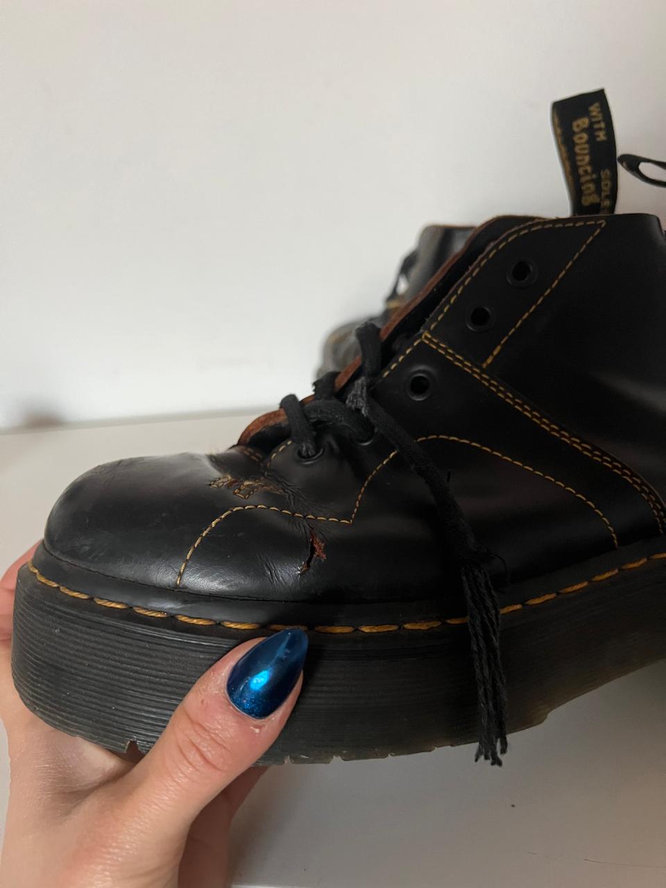 Dr Martens black leather platform shoes