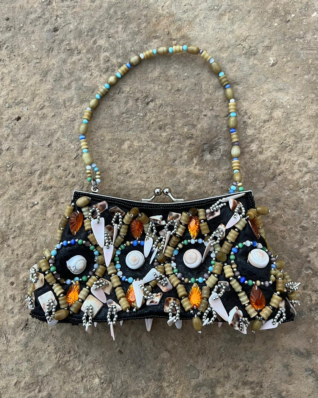 Beaded shells mini vintage bag