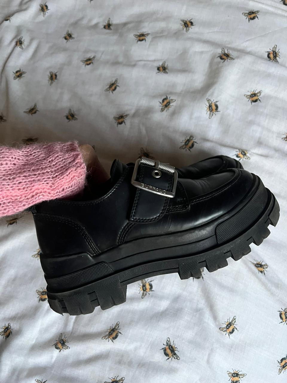 Buffalo leather chunky shoes