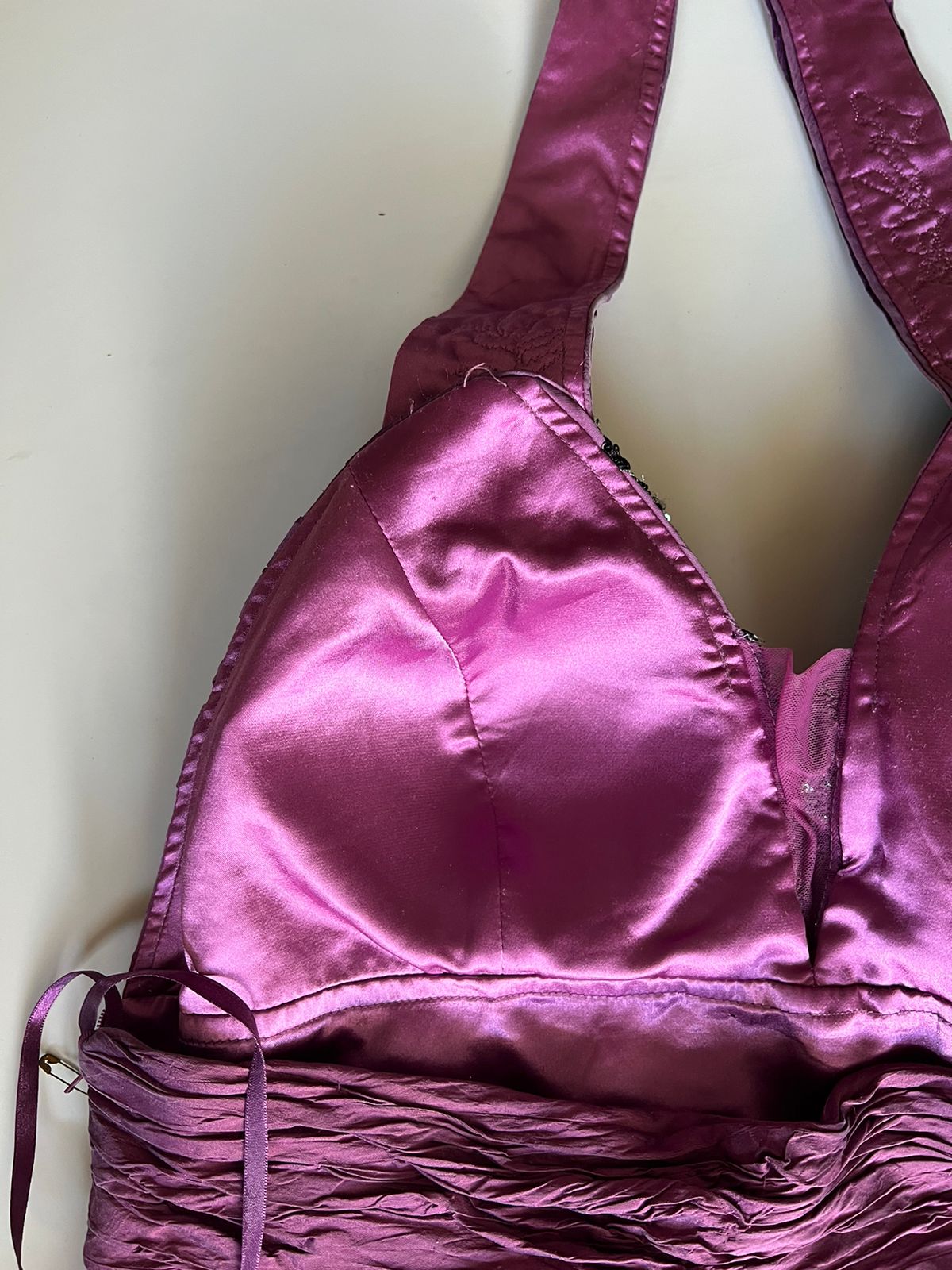 Sequin beaded halter unsymmetric top