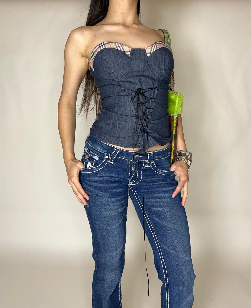 Denim padded corset top