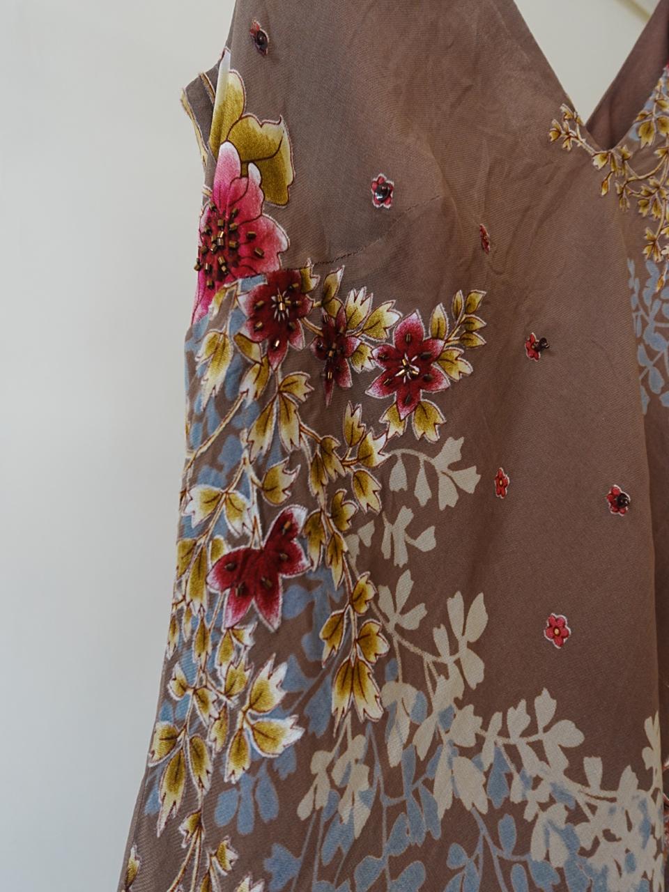 Vintage 2000s midi/maxi floral beaded dress