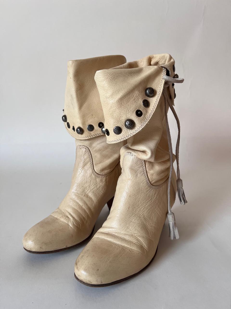 Miss Sixty leather round wrinkled boots