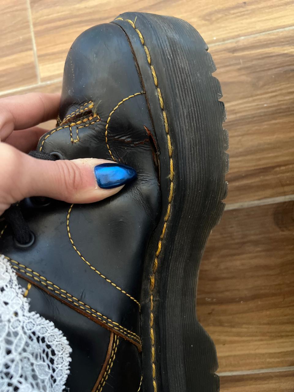 Dr Martens black leather platform shoes