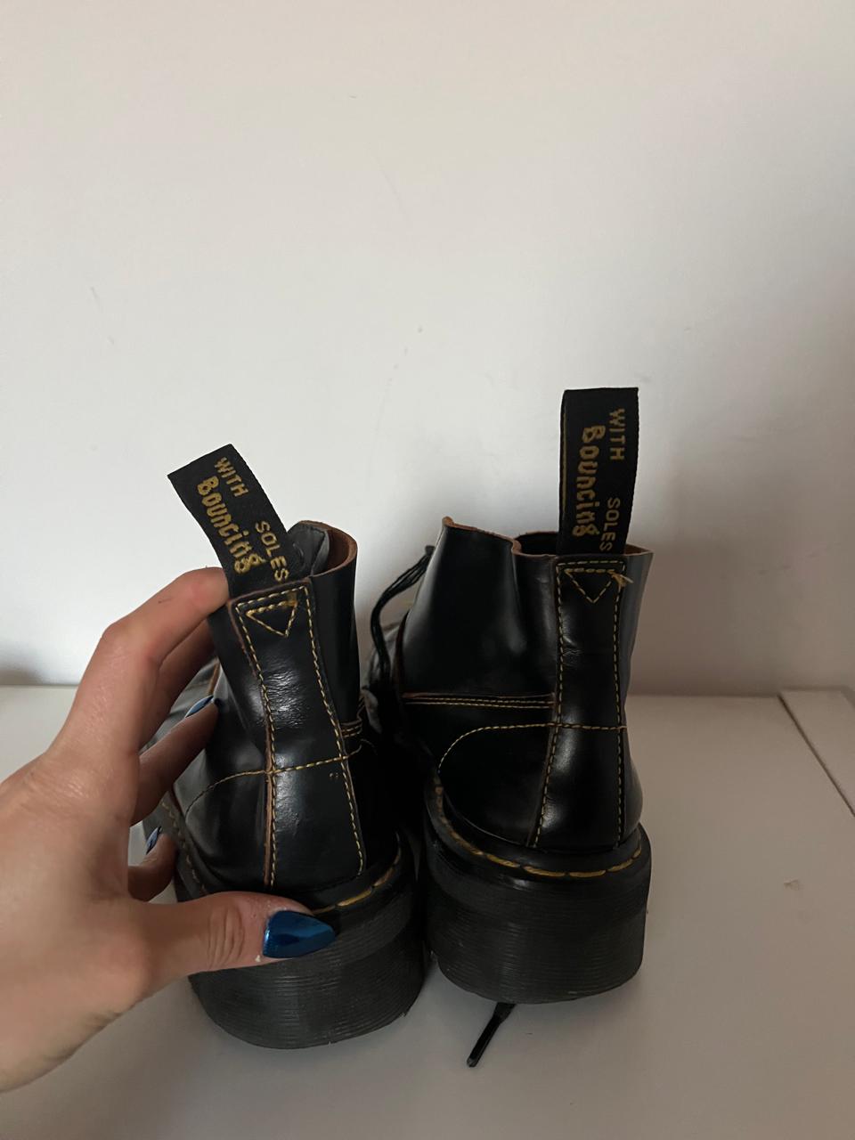 Dr Martens black leather platform shoes