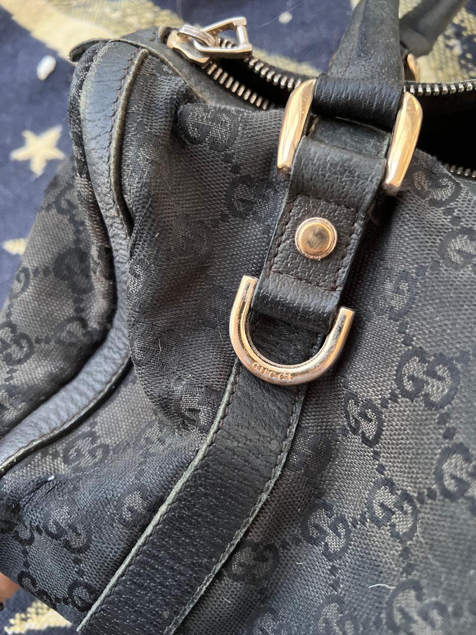 Gucci 130942 black GG canvas handbag