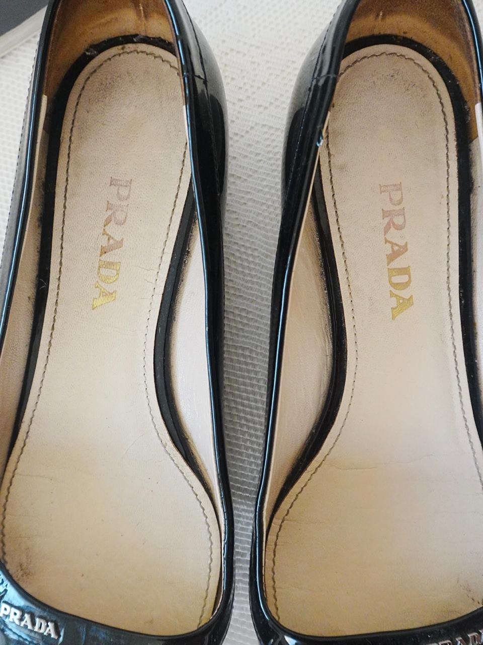 Prada patent leather pointy toe flats