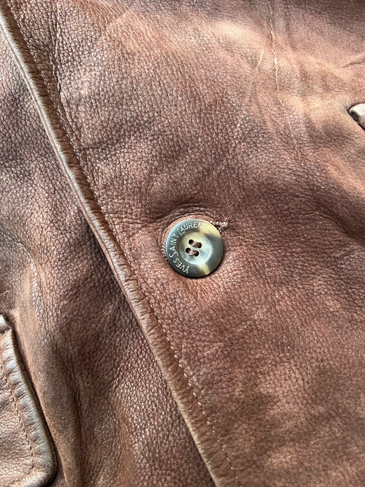 Ysl 90s brown leather coat