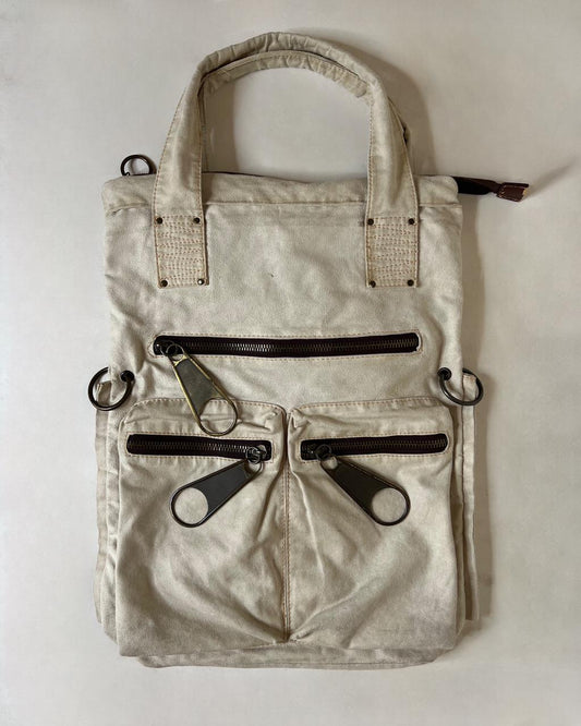 Suede big zippers shoulder/hand bag