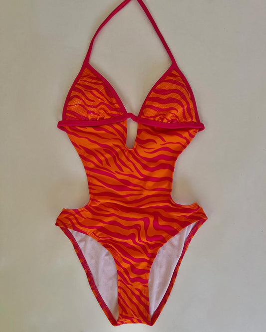 Guess y2k animal print backless one piece swimsuit