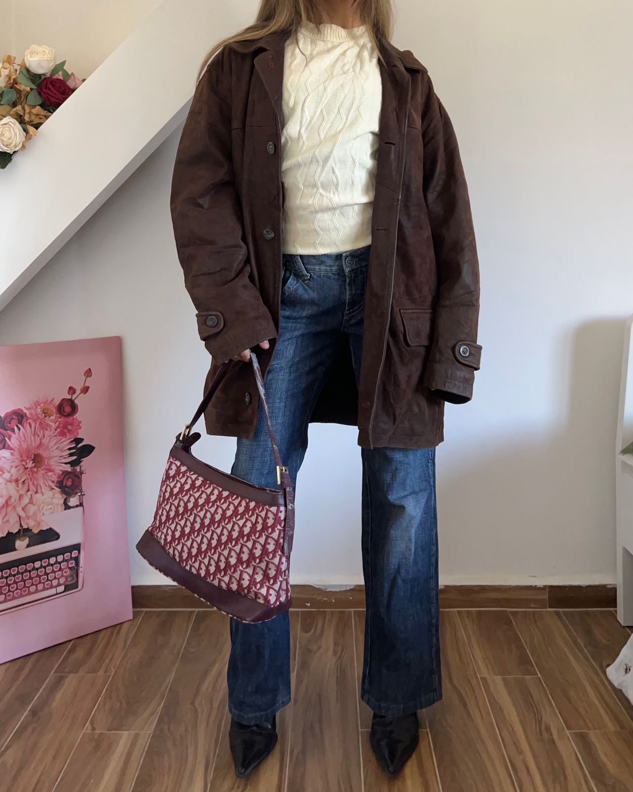 Ysl 90s brown leather coat